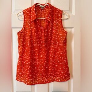 Loft summer sleeveless top! Coral with white. Medium petite!
